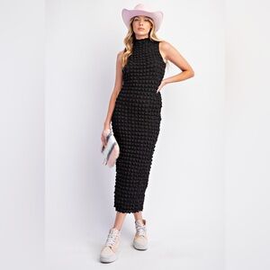 Easel Black Textured Sleeveless Maxi Dress